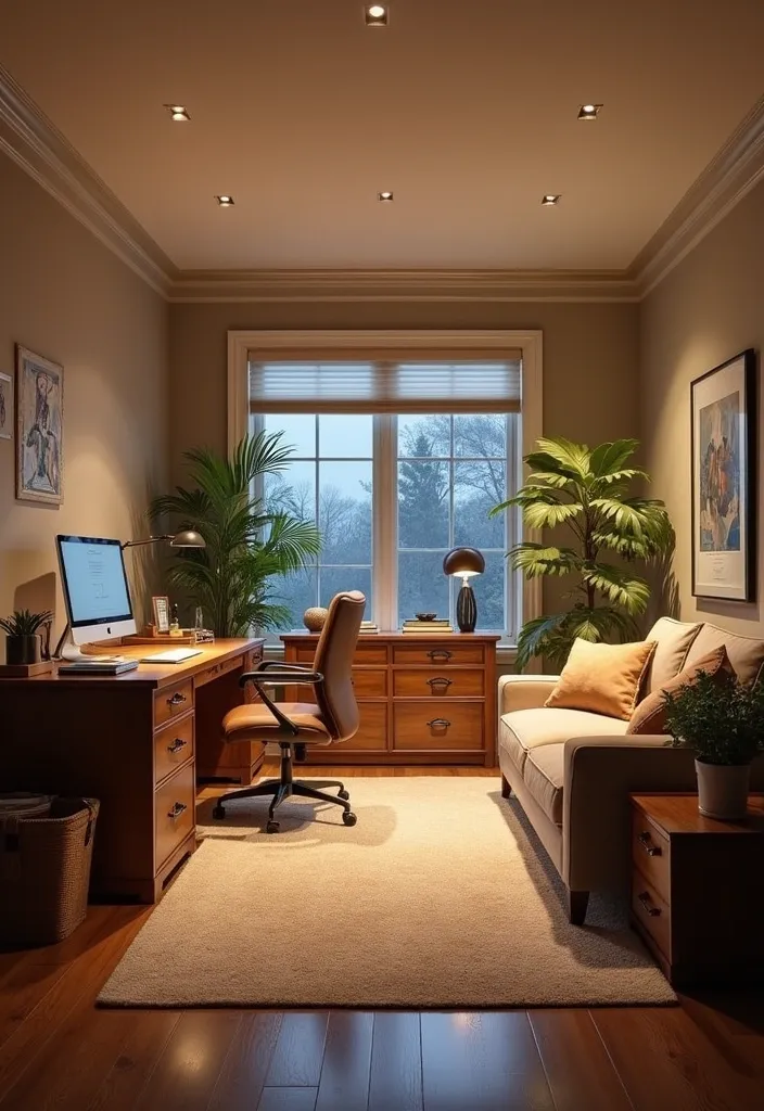 19 Home Office Lighting Ideas That Will Brighten Your Space and Mood! - 11. Create Zones with Lighting