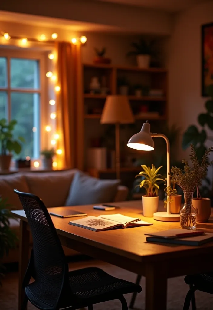 19 Home Office Lighting Ideas That Will Brighten Your Space and Mood! - 15. Use Warm Lighting for Comfort