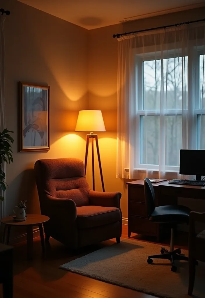 19 Home Office Lighting Ideas That Will Brighten Your Space and Mood! - 4. Floor Lamps for Extra Warmth
