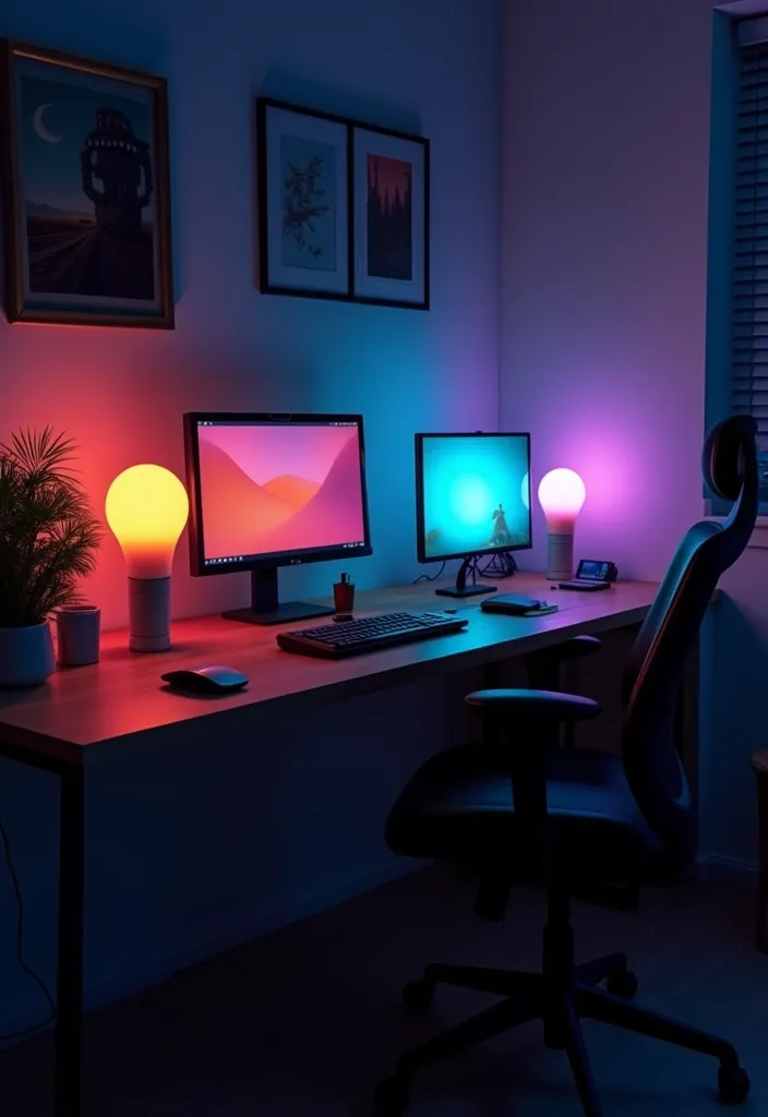 19 Home Office Lighting Ideas That Will Brighten Your Space and Mood! - 6. Smart Lighting for Ultimate Control