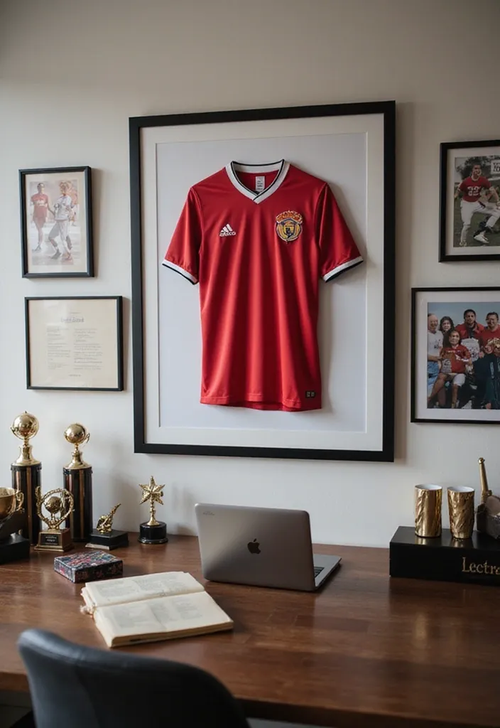 10 Home Office Decorations for Sports Fans That Will Make You Say 'Game On!' - 1. Framed Jerseys That Score Big