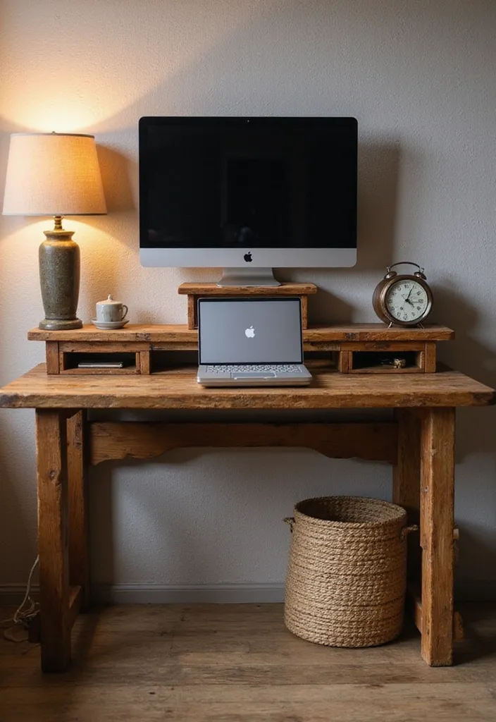 12 Stylish Monitor Stands That'll Transform Your Workspace Into an Ergonomic Paradise! - 2. The Rustic Charm