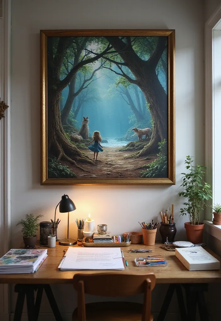 25 Stunning Professional Art Pieces That'll Transform Your Home Office into a Creative Oasis! - 13. Art that Tells a Story: Narrative Pieces