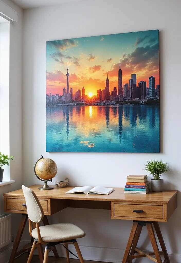 25 Stunning Professional Art Pieces That'll Transform Your Home Office into a Creative Oasis! - 17. Art Inspired by Travel: Bring the World Home