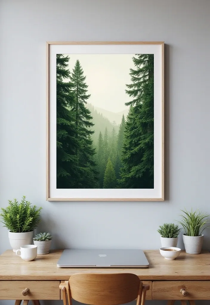 25 Stunning Professional Art Pieces That'll Transform Your Home Office into a Creative Oasis! - 2. Nature-Inspired Prints: Calm and Serenity