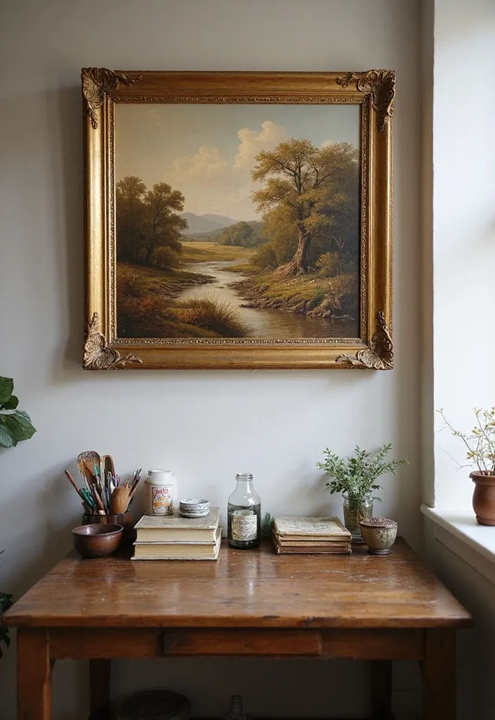 25 Stunning Professional Art Pieces That'll Transform Your Home Office into a Creative Oasis! - 4. Vintage Artwork: Timeless Charm