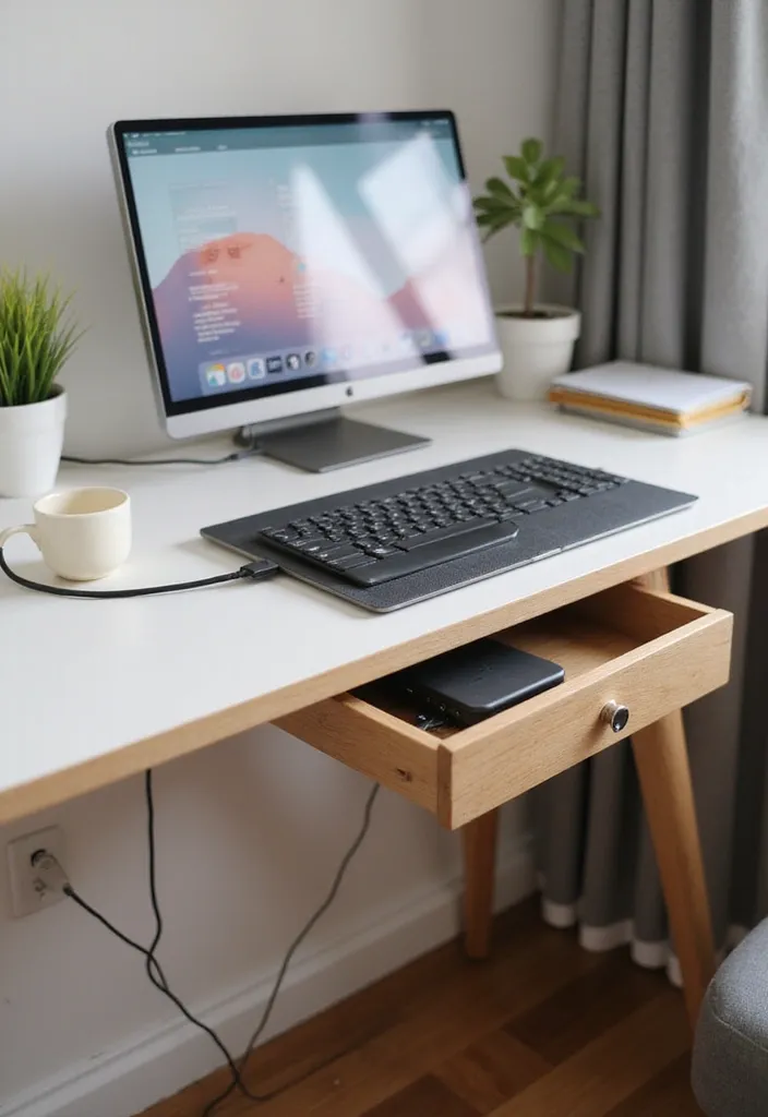 15 Genius Cable Concealment Hacks for a Tidy Workspace (Say Goodbye to Clutter!) - 12. Hidden Charging Stations