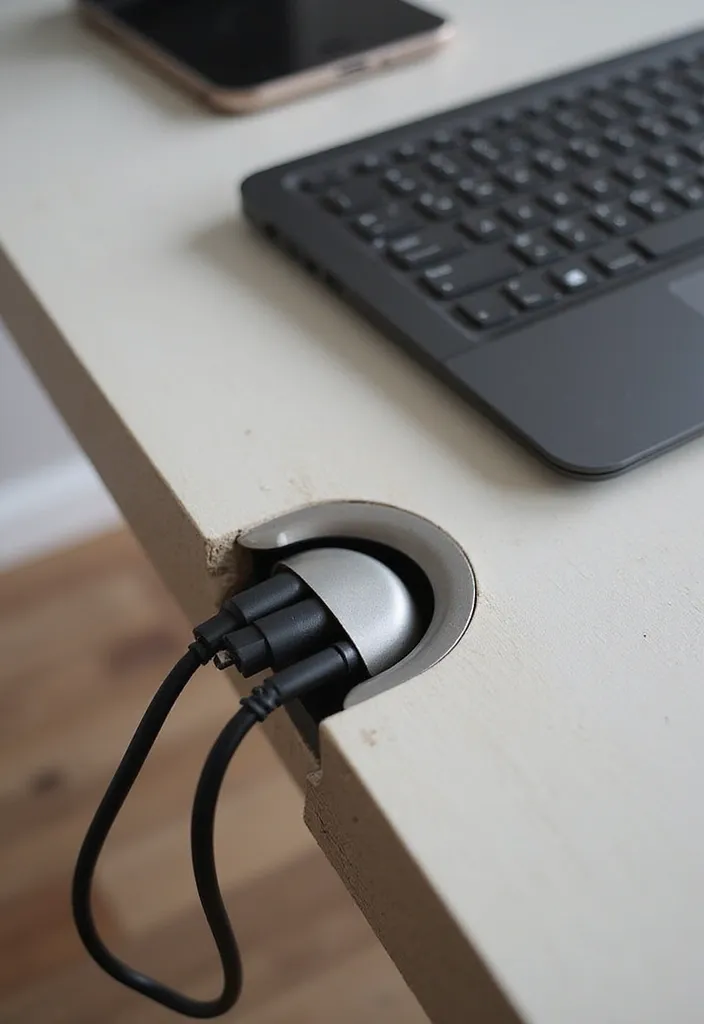 15 Genius Cable Concealment Hacks for a Tidy Workspace (Say Goodbye to Clutter!) - 6. Desk Grommets