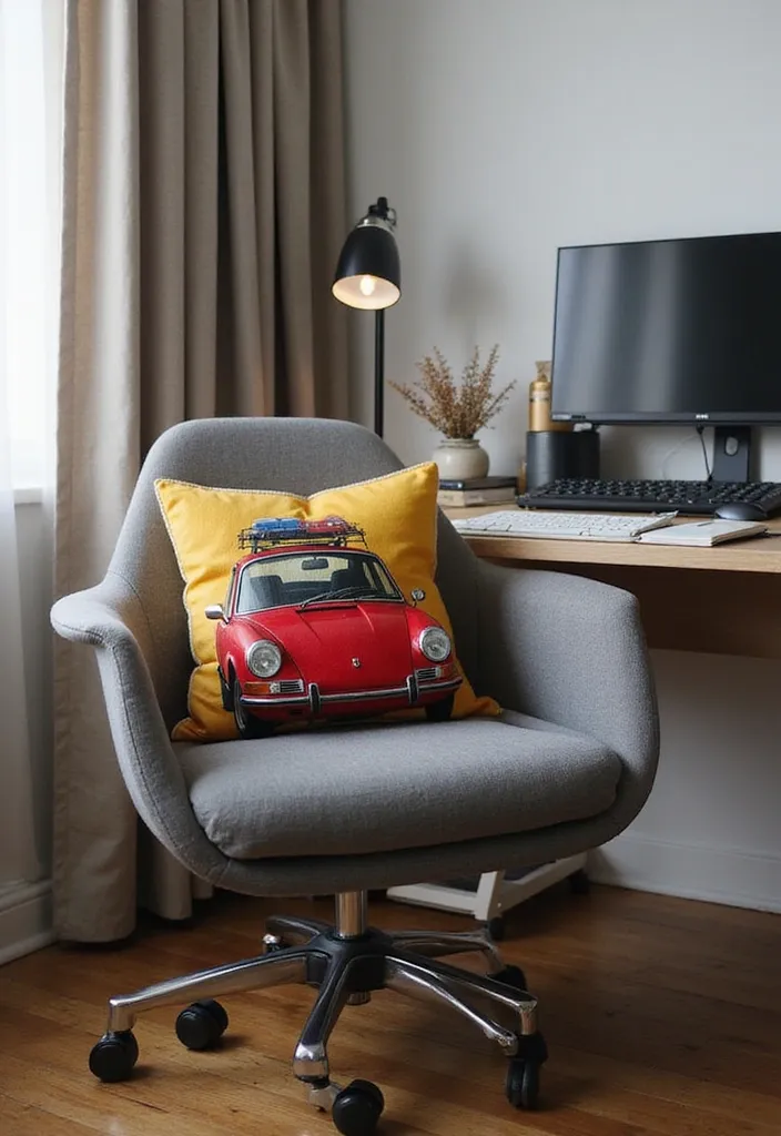 20 Epic Home Office Decorations for Car Fans That'll Rev Up Your Workspace! - 15. Car-Themed Throw Pillows