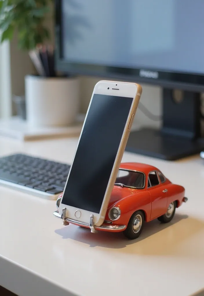 20 Epic Home Office Decorations for Car Fans That'll Rev Up Your Workspace! - 18. Car-Themed Phone Stand