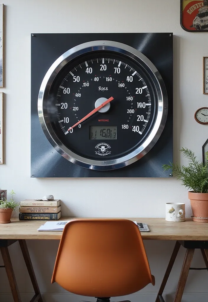 20 Epic Home Office Decorations for Car Fans That'll Rev Up Your Workspace! - 8. Speedometer Wall Art