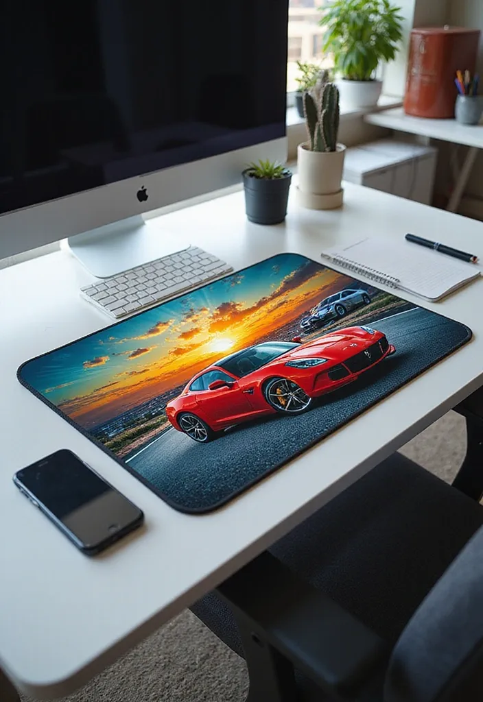 20 Epic Home Office Decorations for Car Fans That'll Rev Up Your Workspace! - 9. Car-Themed Desk Mats