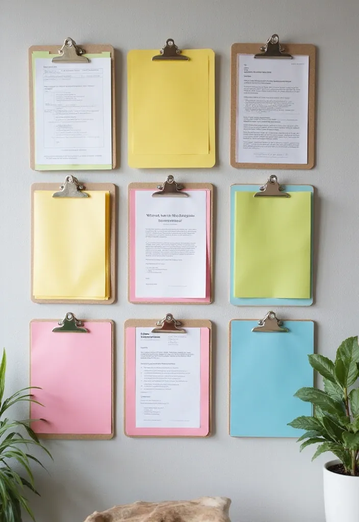 19 Functional Storage Designs for Small Office Accessories (Say Goodbye to Clutter!) - 11. Clipboards for Paper Management