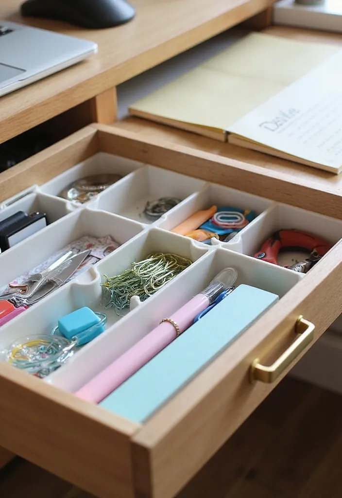 19 Functional Storage Designs for Small Office Accessories (Say Goodbye to Clutter!) - 3. Drawer Dividers