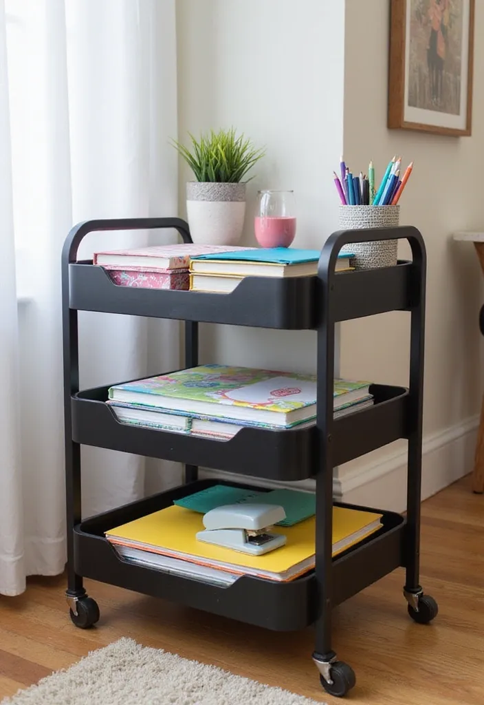 19 Functional Storage Designs for Small Office Accessories (Say Goodbye to Clutter!) - 5. Multi-Tiered Carts